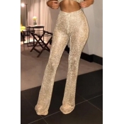Lovely Casual Loose Gold Pants