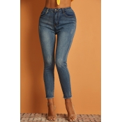 Lovely Casual Basic Blue Jeans