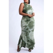 Lovely Bohemian Print Skinny Green Ankle Length Pl