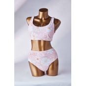 Lovely Print Pink Two-piece Swimsuit