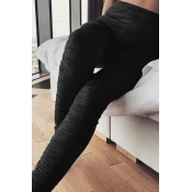 Lovely Casual Fold Design Black Pants
