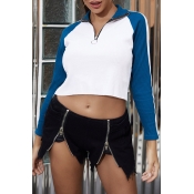 Lovely Chic Patchwork Blue T-shirt