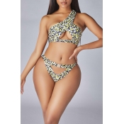 Lovely Hollow-out Leopard Print Two-piece Swimsuit