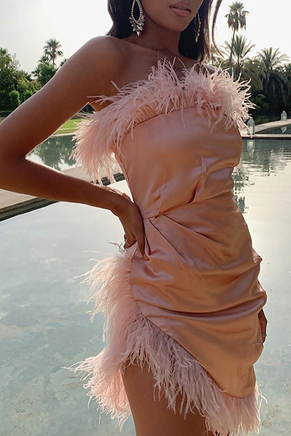 

Lovely Party Patchwork Pink Prom Dress