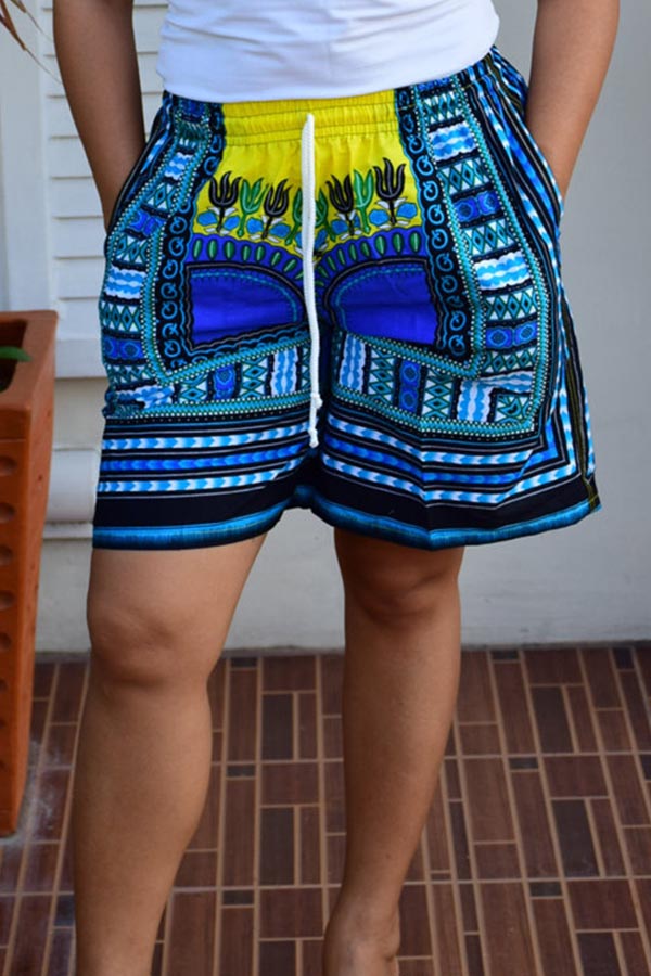 

Lovely Casual Drawstring Print Yellow Shorts