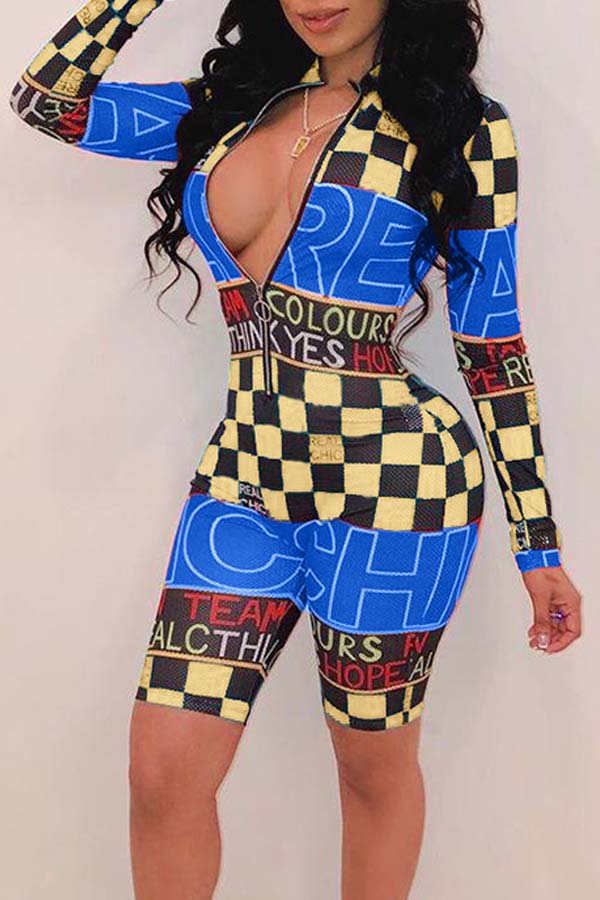 

Lovely Chic Plaid Print Yellow One-piece Romper