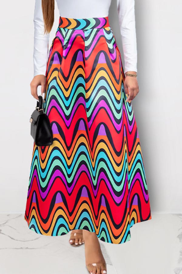 

Lovely Casual Print Multicolor Ankle Length Skirt, Multi