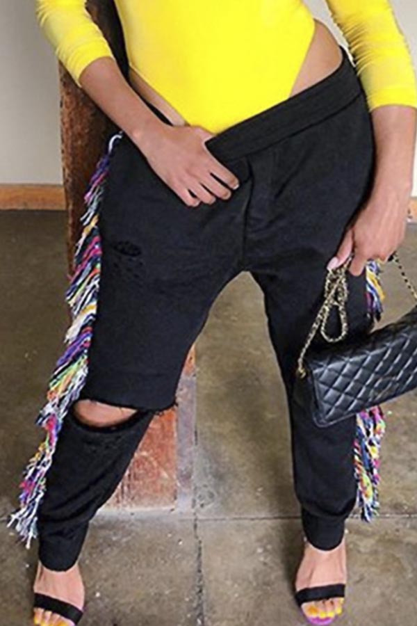 

Lovely Casual Basic Black Pants