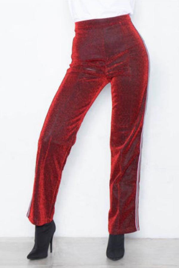 

Lovely Casual Loose Red Pants