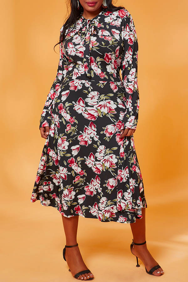 

Lovely Casual Print Multicolor Plus Size Dress, Multi