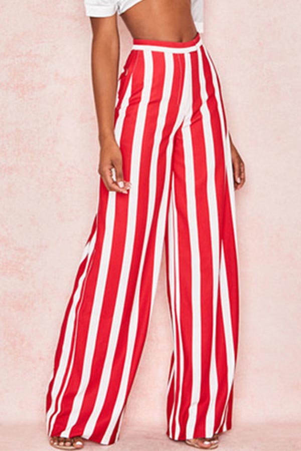 

Lovely Casual Striped Loose Pants, Stripe