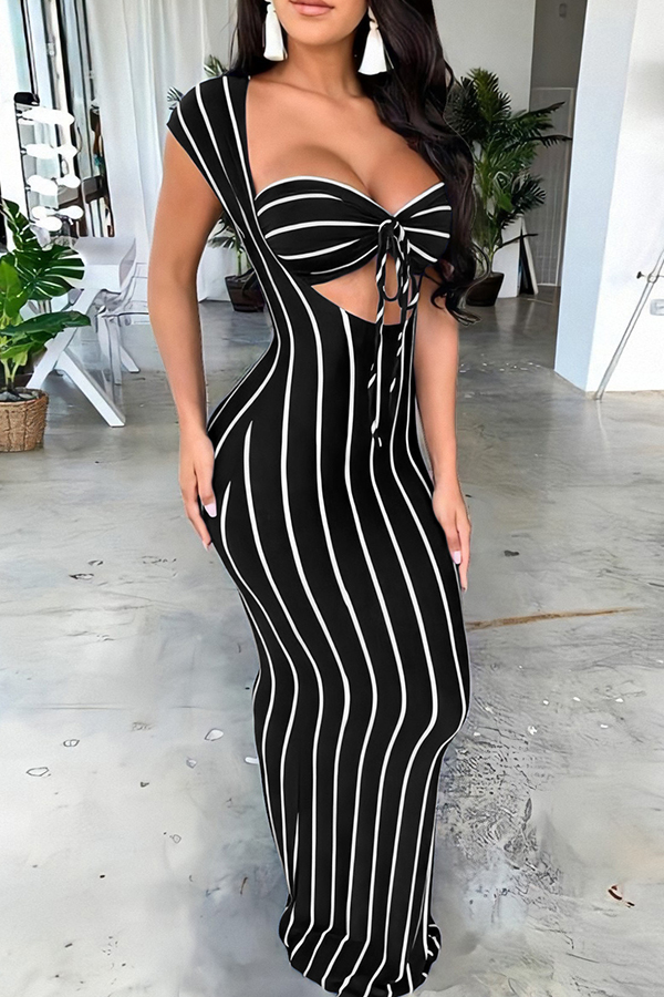 Lovely Casual Striped Black Maxi OL Dress от Lovelywholesale WW