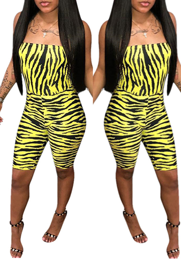 

Lovely Chic Print Yellow One-piece Romper
