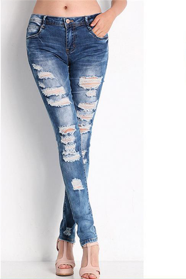 

Lovely Chic Broken Hole Blue Jeans