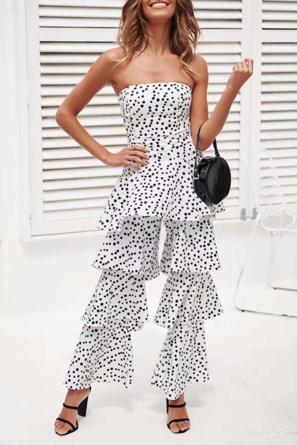 

Lovely Chic Dot Print White One-piece Jumpsuit