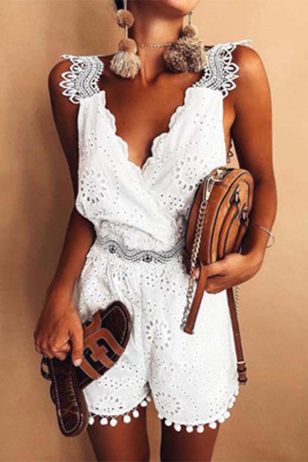 

Lovely Chic Tassel Design White One-piece Romper