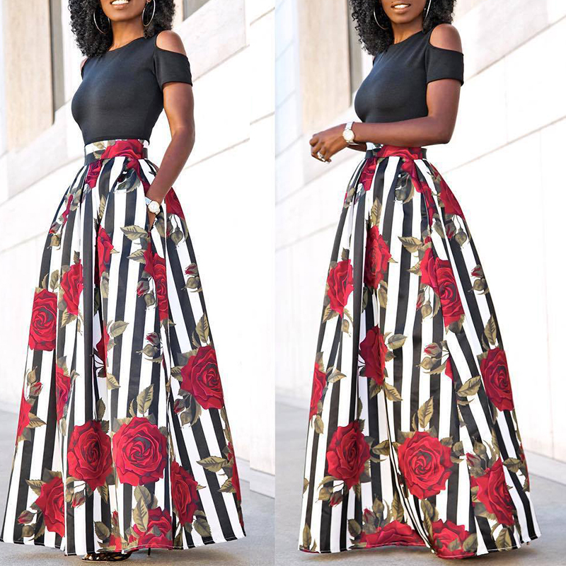 

Lovely Bohemian Print Loose Multicolor Two-piece Skirt Set, Multi