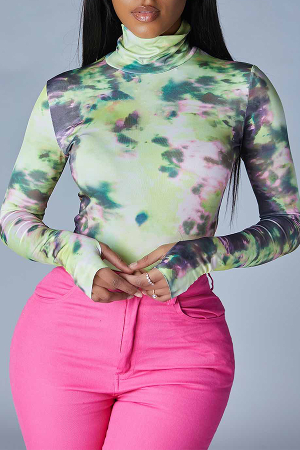 

Lovely Casual Tie-dye Print Multicolor Base Layer, Multi