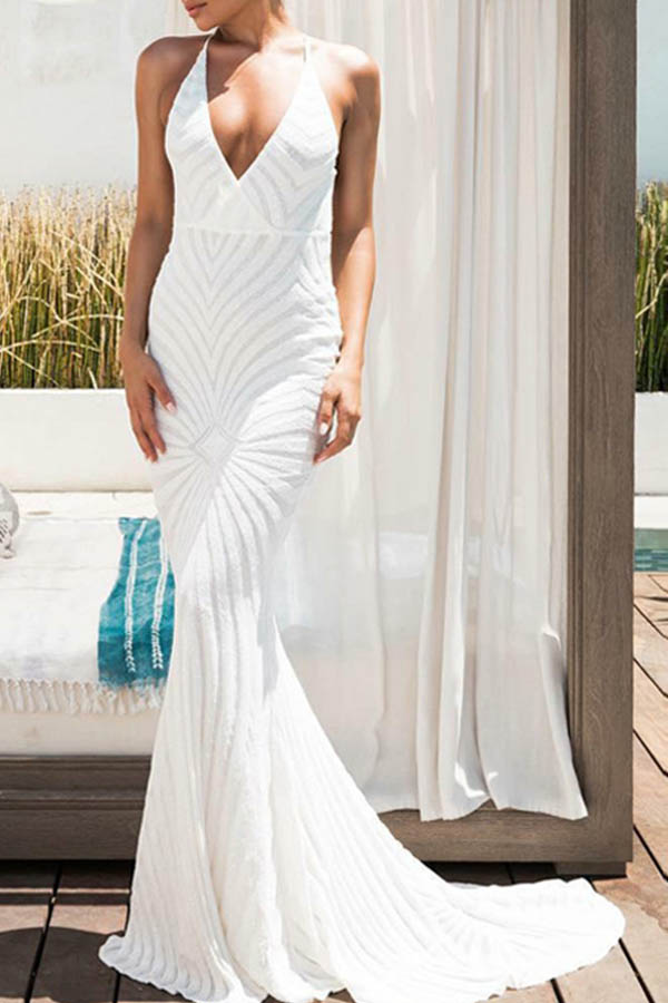 

Lovely Party V Neck White Prom Dress