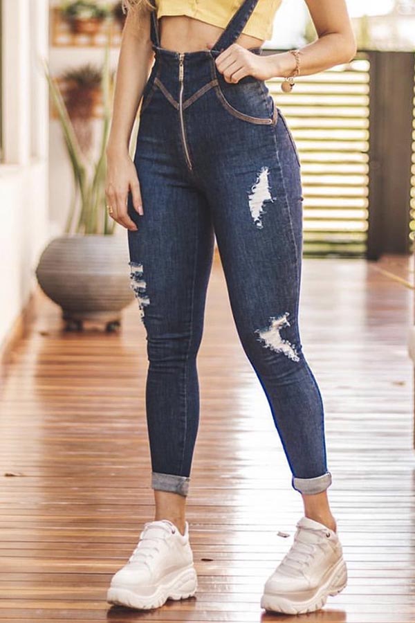 

Lovely Casual Skinny Deep Blue Jeans
