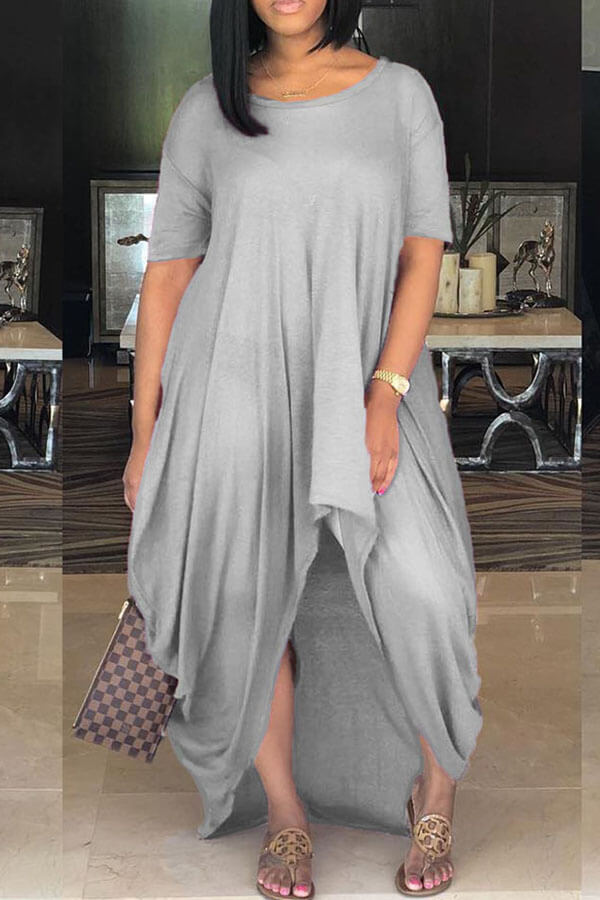 

Lovely Casual Loose Grey Mini Dress