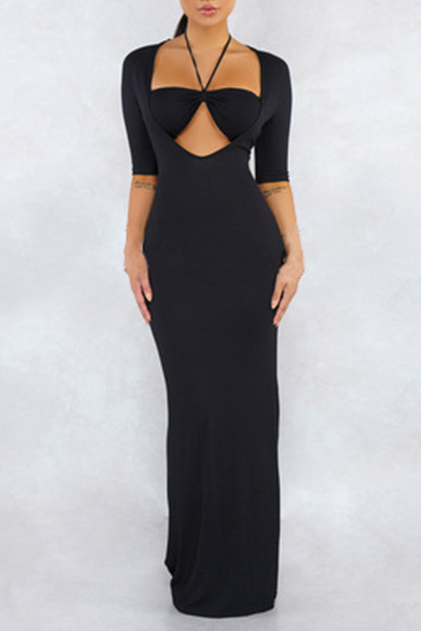 

Lovely Party V Neck Skinny Black Prom Dress