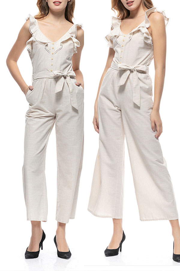 

Lovely Chic Flounce Apricot One-piece Jumpsuit