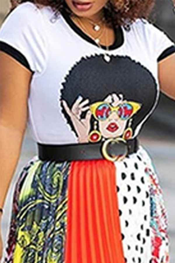 

Lovely Leisure O Neck Cartoon Print White T-shirt
