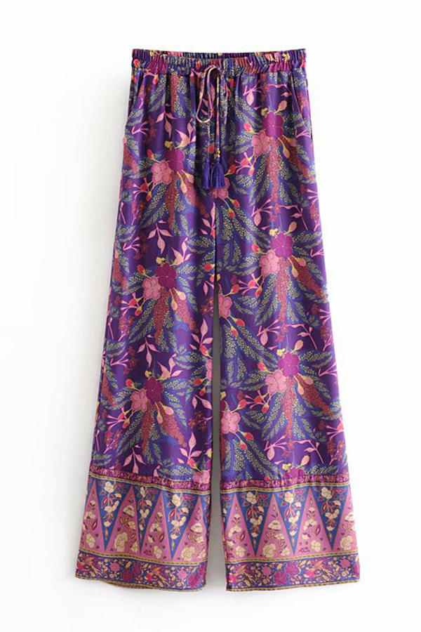

Lovely Bohemian Print Purple Pants