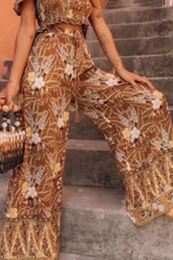 

Lovely Bohemian Print Yellow Pants