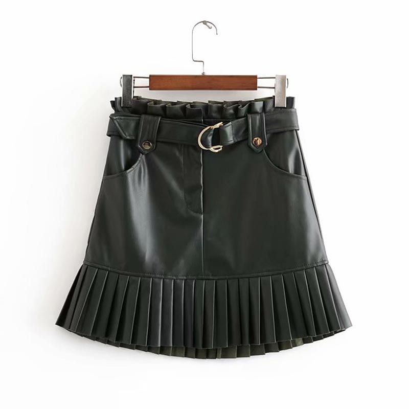 

Lovely Trendy Ruffle Design Blackish Green Skirt, Black green