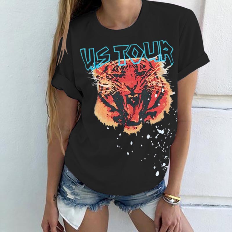 

Lovely Casual Print Black T-shirt
