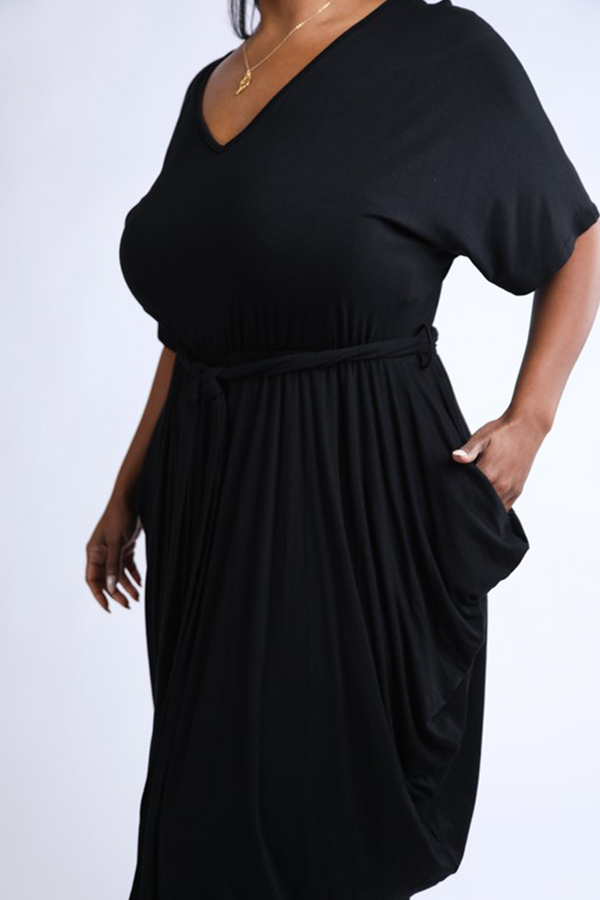 

Lovely Casual Loose Black Ankle Length Dress