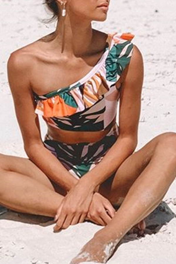 

Lovely One Shoulder Green Bathing Suit One-piece Swimsuit
