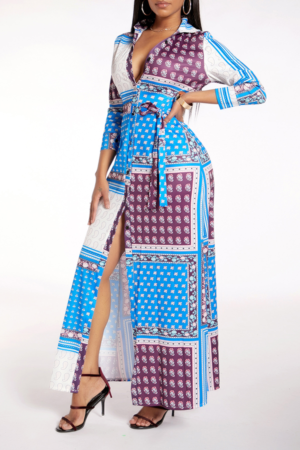 

Lovely Casual Print Blue Ankle Length Dress