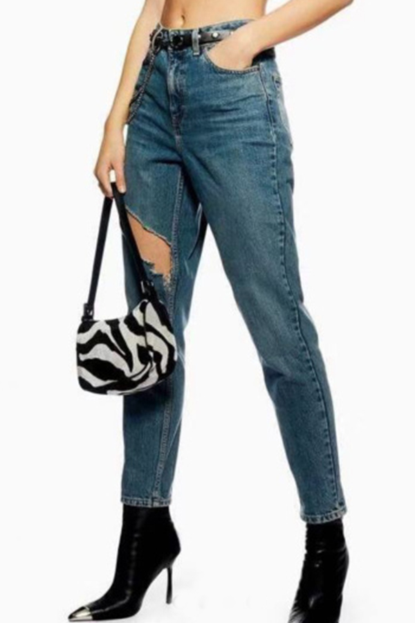 

Lovely Casual Hollow-out Blue Jeans