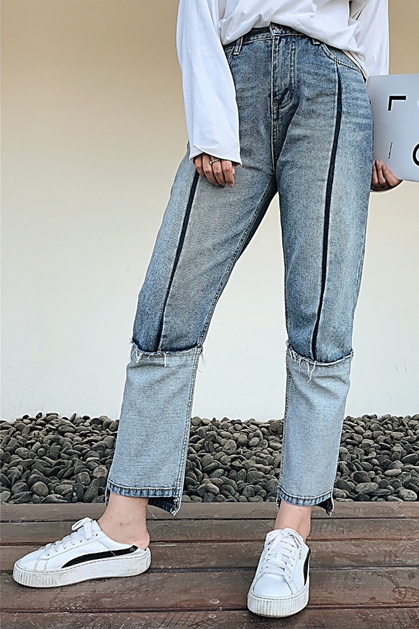 

Lovely Chic Patchwork Blue Jeans