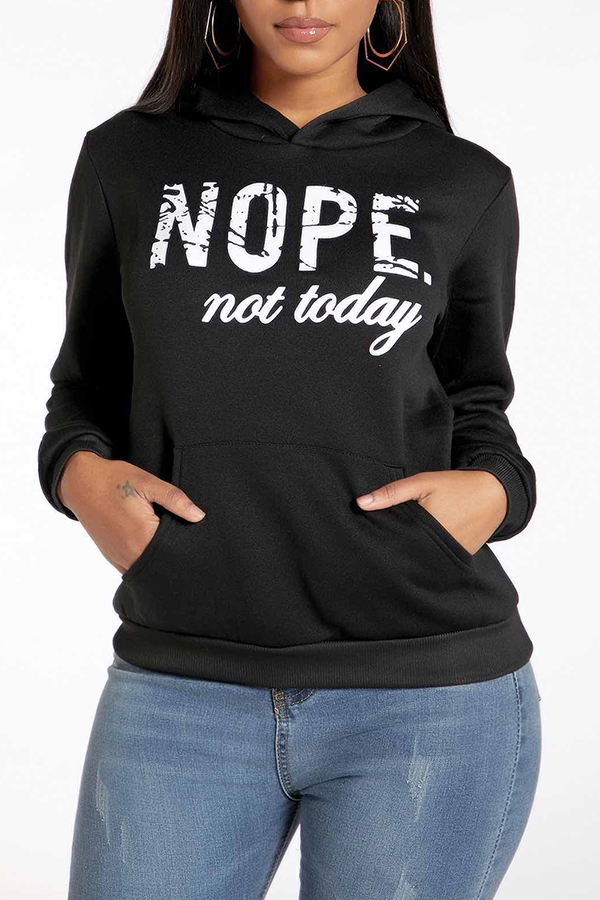 

Lovely Casual Letter Printed Black Hoodie