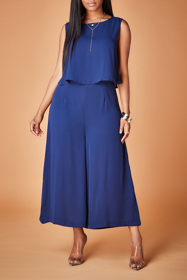 

Lovely Chic Loose Dark Blue One-piece Jumpsuit