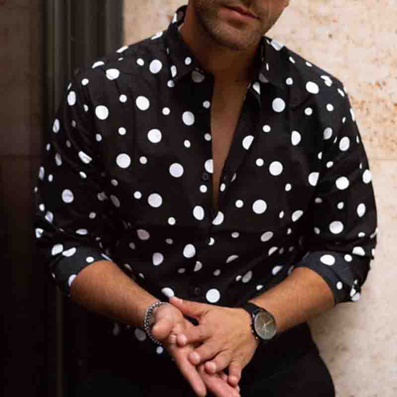 

Lovely Leisure Dot Print Black Shirt