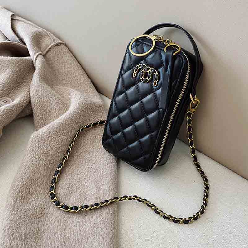 Black Crossbody Bag With Chain Strap