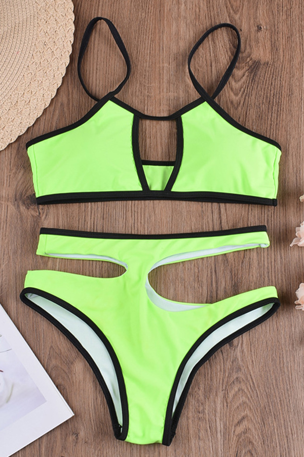 Lovely Hollow Out Light Green Bathing Suit Two Piece Swimsuit Bikinis Swimsuit Lovelywholesale