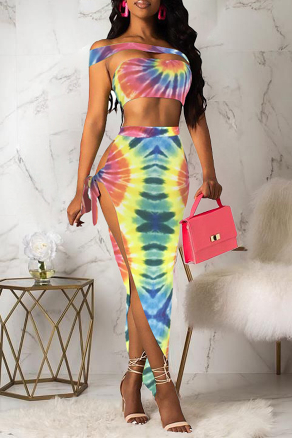 

Lovely Bohemian Tie-dye Multicolor Two-piece Skirt Set, Multi