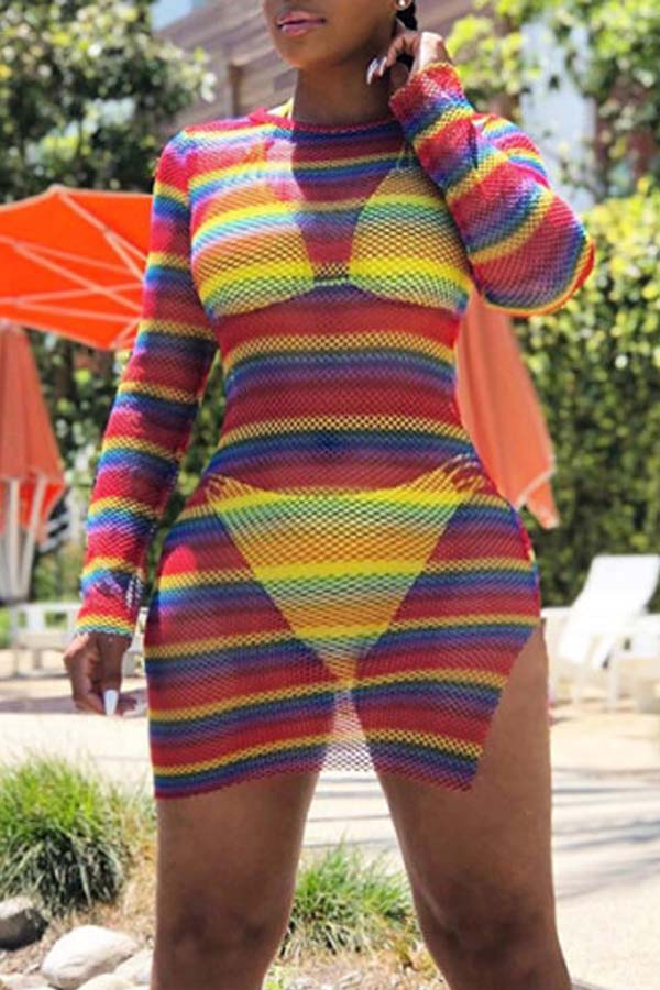 

Lovely Striped Red Cover-up