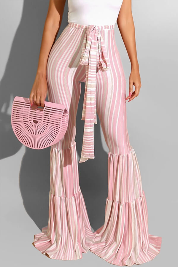 

Lovely Sweet Striped Print Light Pink Pants