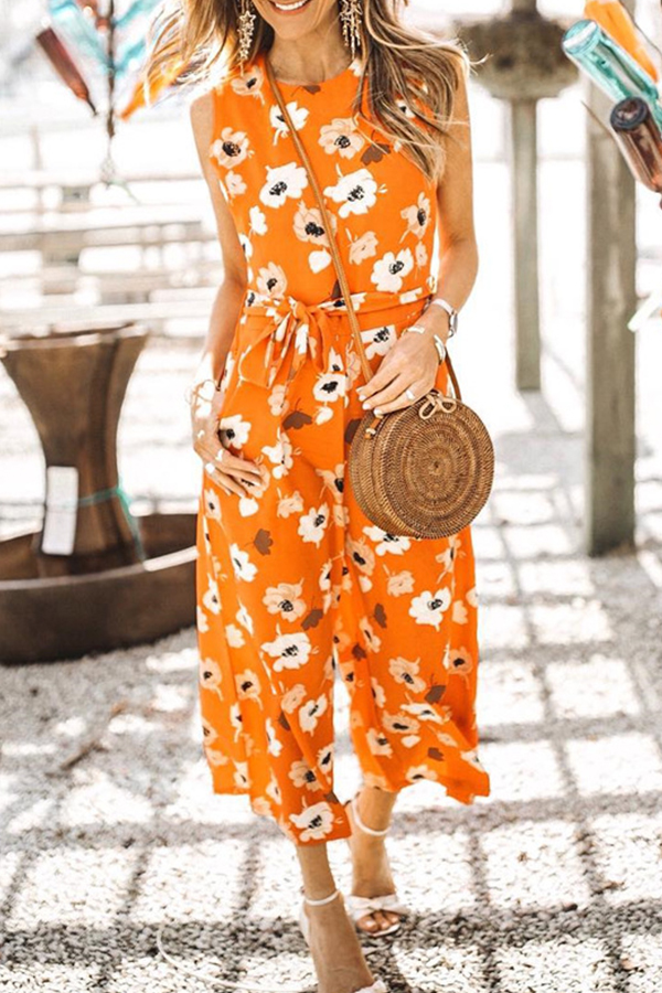 

Lovely Chic Print Orange One-piece Jumpsuit
