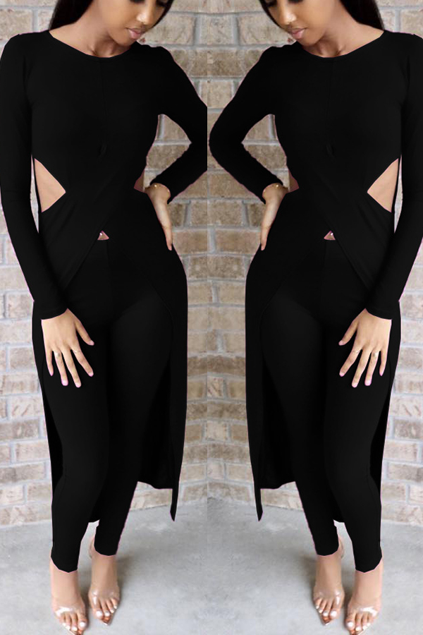 

Lovely Casual Hollow-out Black Two-piece Pants Set