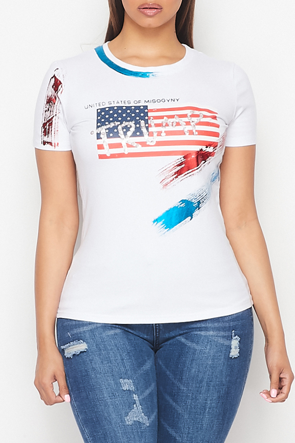 

Lovely Casual Print White T-shirt