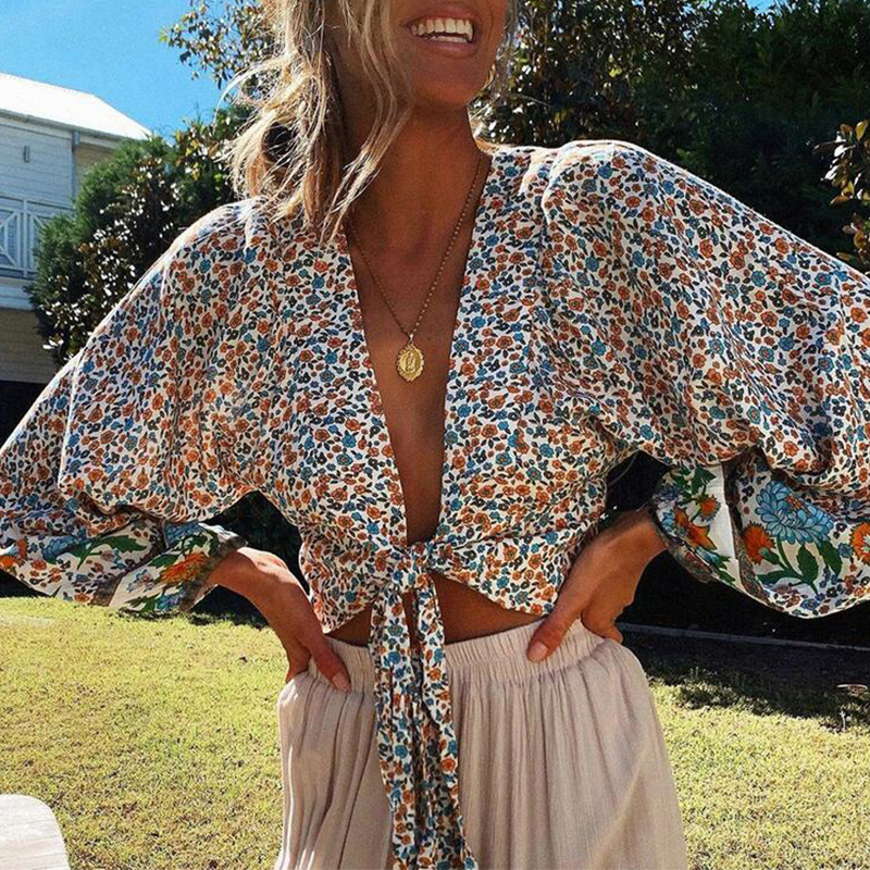 

Lovely Bohemian Floral Print Multicolor Shirt, Multi