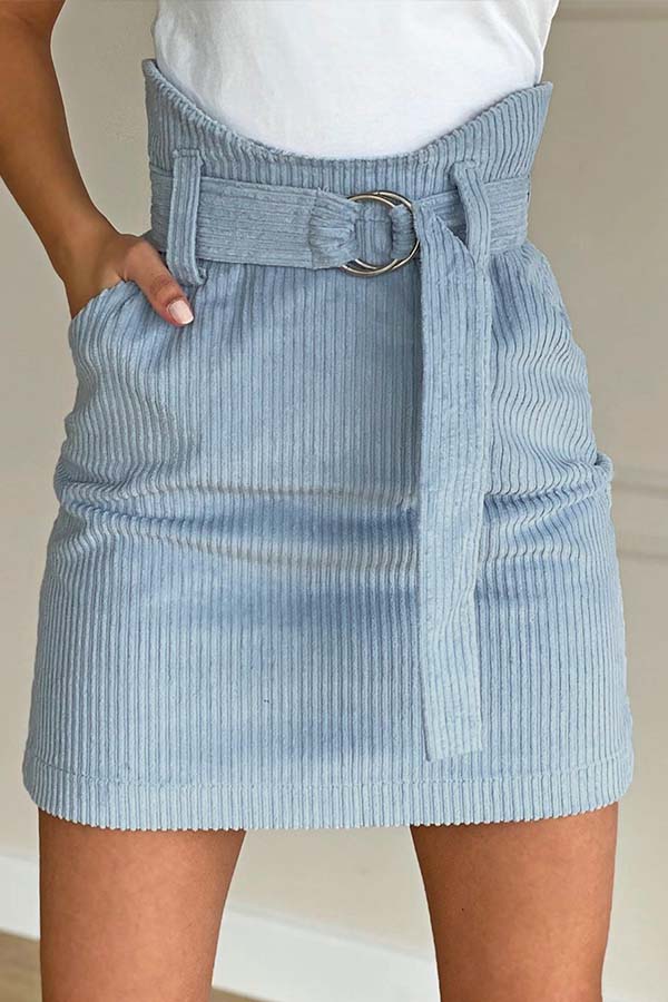 

Lovely Casual Lace-up Blue Skirt